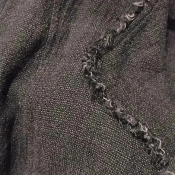 Eileen Fisher Black Open Front Fringe Hem Linen Cardigan Sweater Womans - Picture 5 of 5